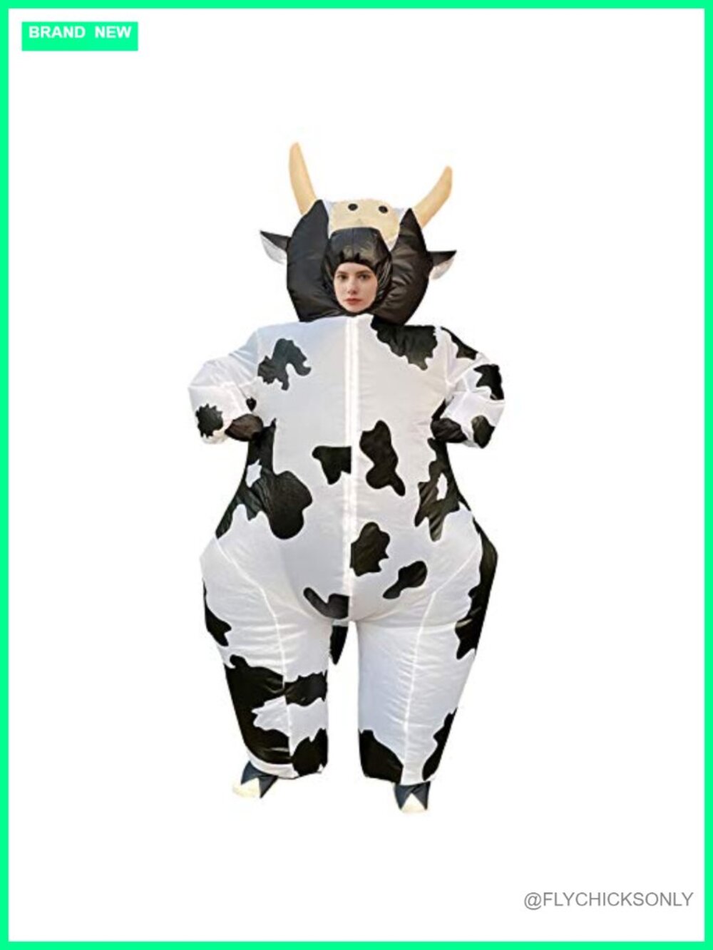 Inflatable Cow Costume Blow Up Suit Halloween Cosplay Party Jumpsuit
